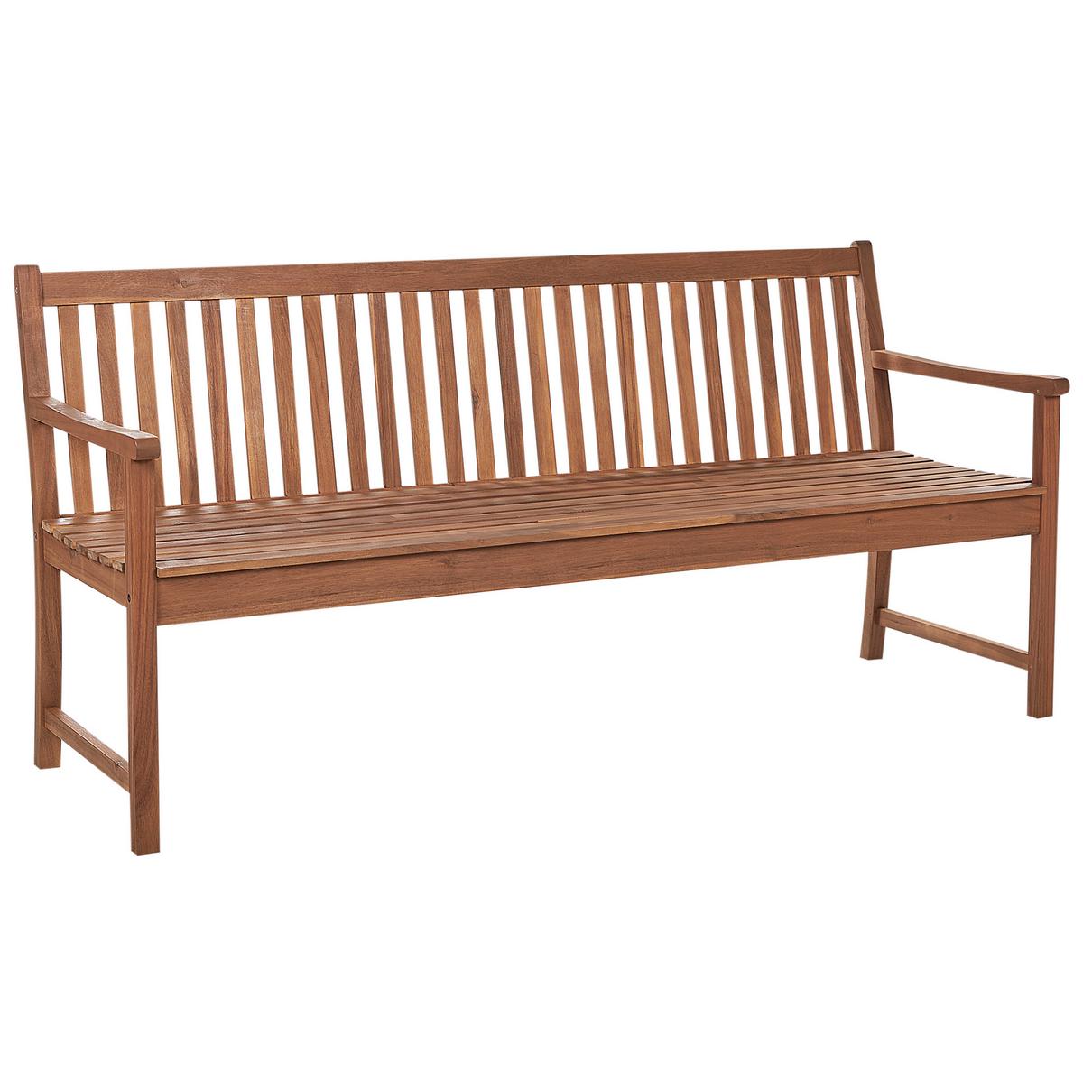 GARTENBANK 3-Sitzer Heller Holzfarbton Vivara - Hellbraun/Rot, Holz (180/88/56cm) - Beliani