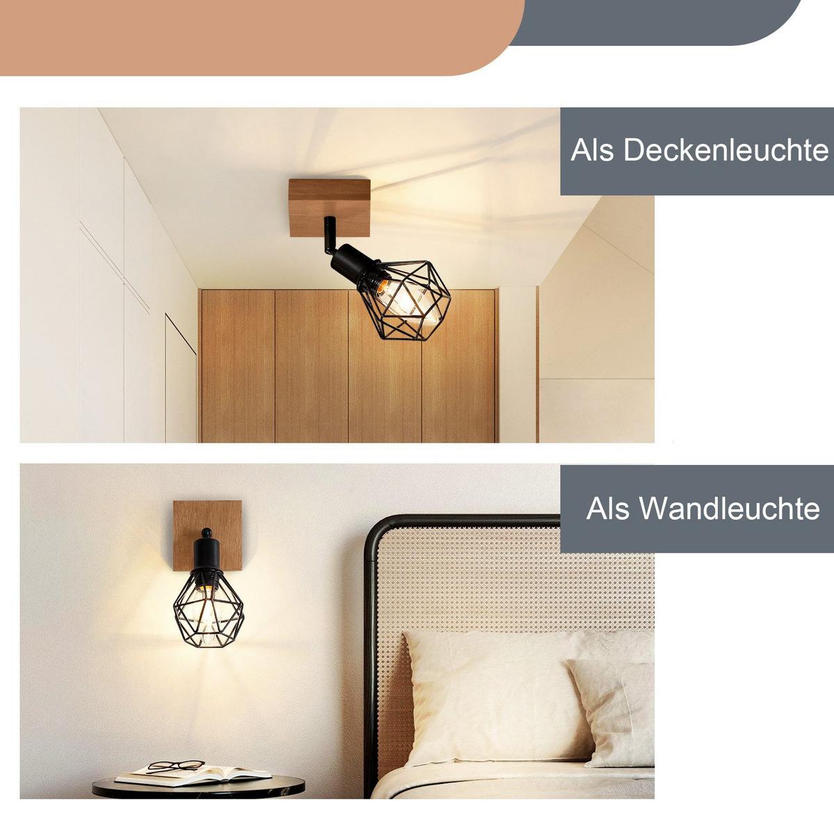 DECKENSTRAHLER Schläger 1-flammig 17/9/9 cm - Schwarz, Metall (17/9/9cm) - Nettlife
