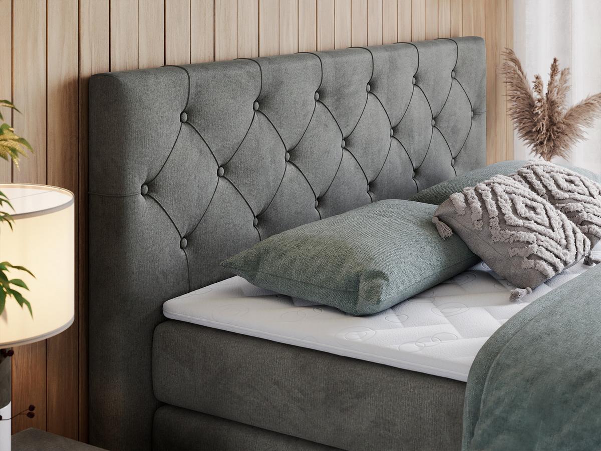 BOXSPRINGBETT KING VELEN 120/200 Dunkelgrau Velvet - H3 - Dunkelgrau, Holz/Textil (120/200cm) - MKS