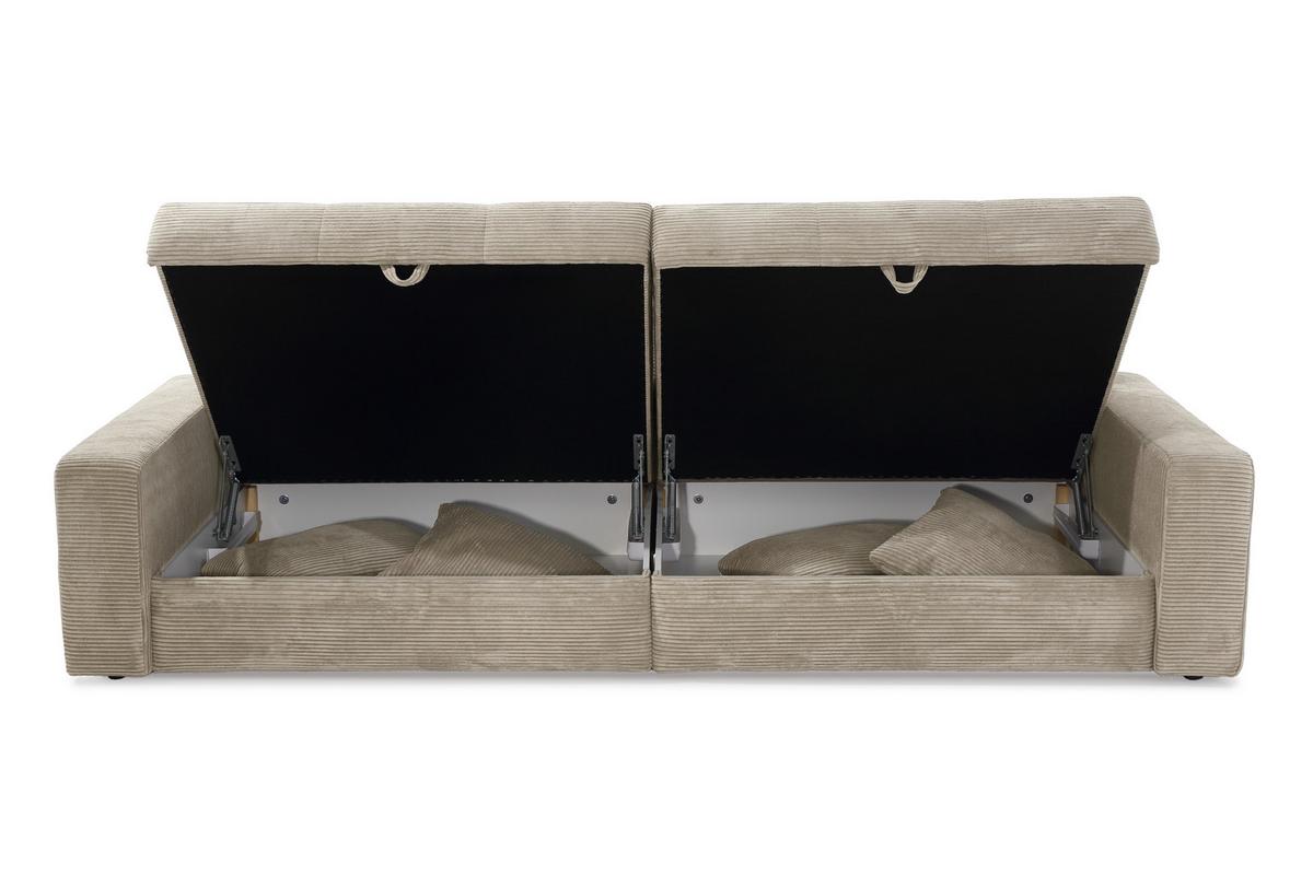 BIG-SOFA mit 2 Bettkästen, viel Stauraum, B274/T113/H84 cm, Liegefläche 103x241 cm, Cord Beige Grau / 15263 - Greige/Beige, Kunststoff/Textil (284/84/113cm) - luma-home