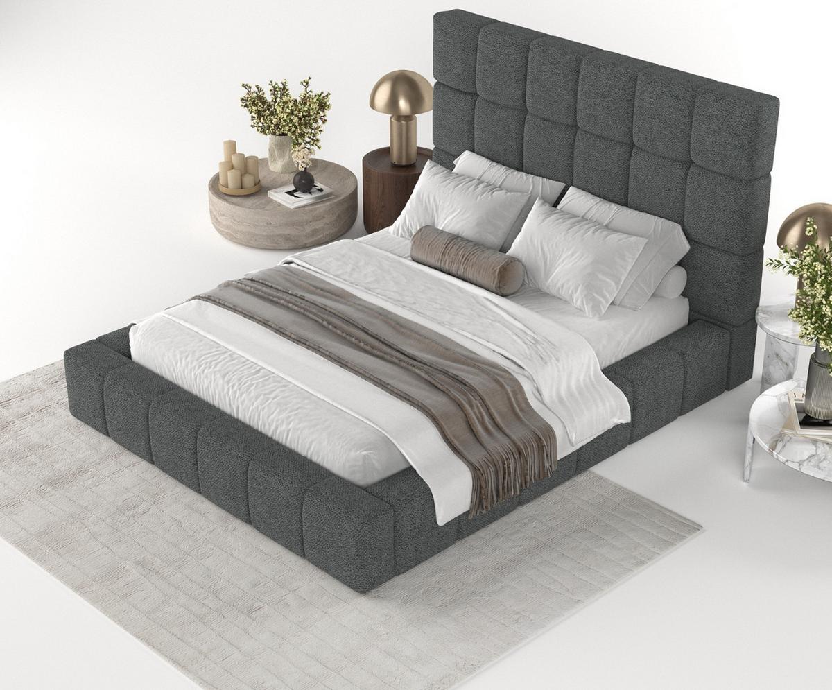POLSTERBETT Skiathos mit Stauraum 200/200 cm Anthrazit im Bubble Stoff - Anthrazit/Schwarz, Holz/Holzwerkstoff (200/200cm) - AltaBeds