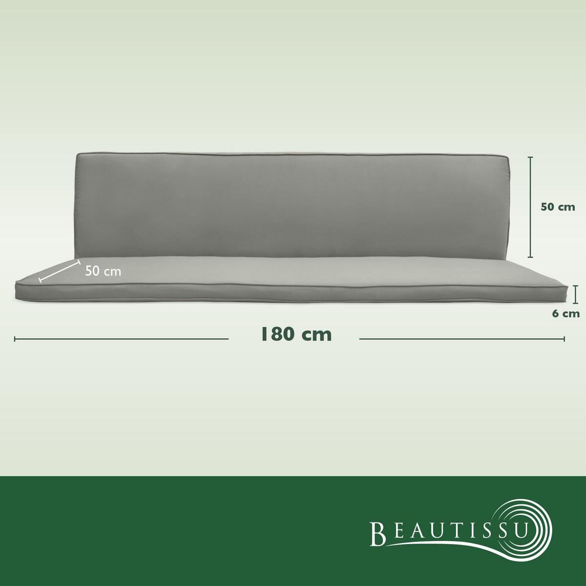 AUFLAGE für Hollywoodschaukel Loft HS - Hellgrau, Textil (50/6/180cm) - Beautissu 