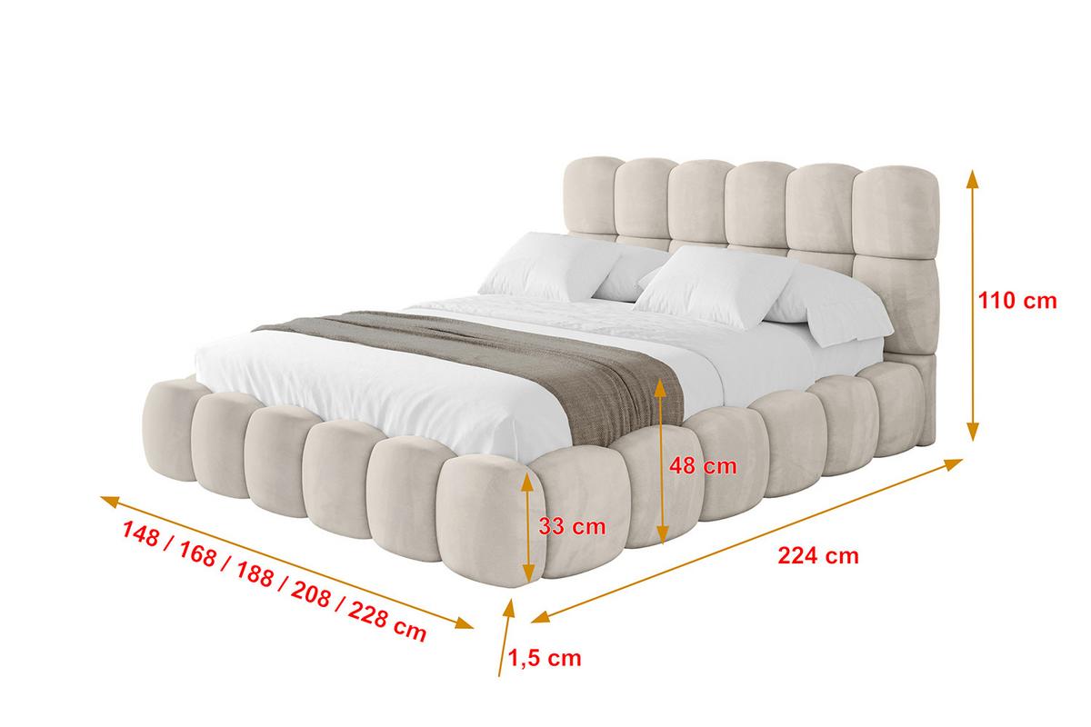 POLSTERBETT mit Bettkasten und Lattenrost, Boxbett ohne Matratze - LEYA 160x200 Beige - Beige, Holzwerkstoff/Textil (160/200cm) - ALTDECOR