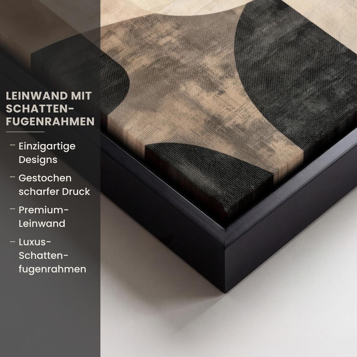 LEINWAND Bilder mit Rahmen - Abstrakt - Flugzeuge - Schwarz - Rund - 20x20 - Beige, Textil (20/20cm) - MuchoWow