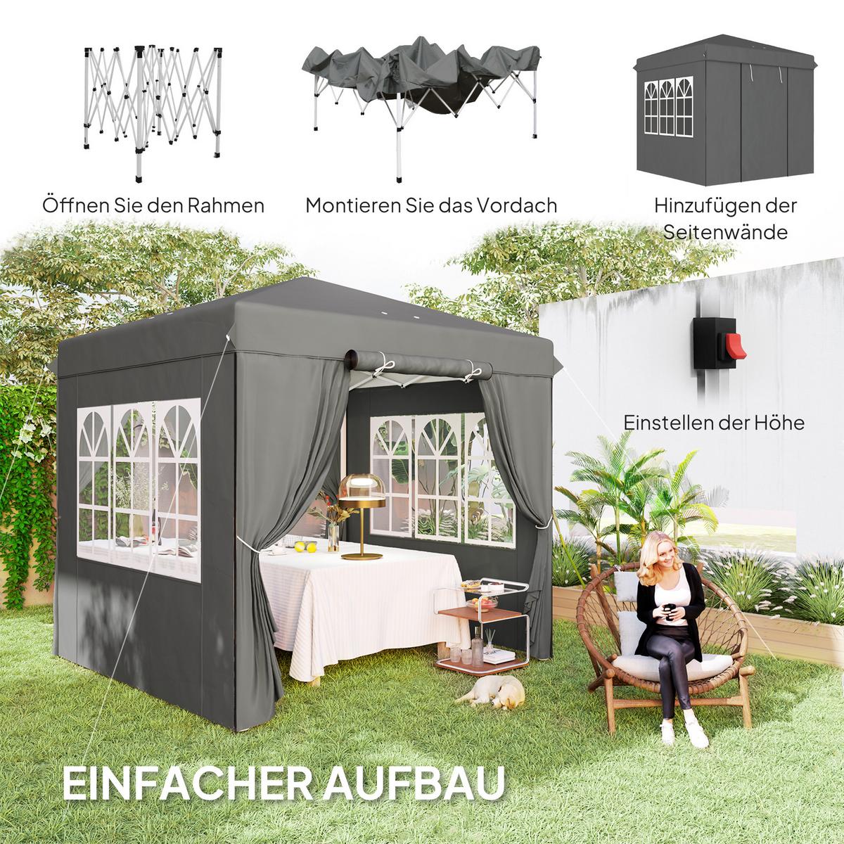 PAVILLON 2,5x2,5 cm - Dunkelgrau, Metall (250/268/250cm) - Outsunny