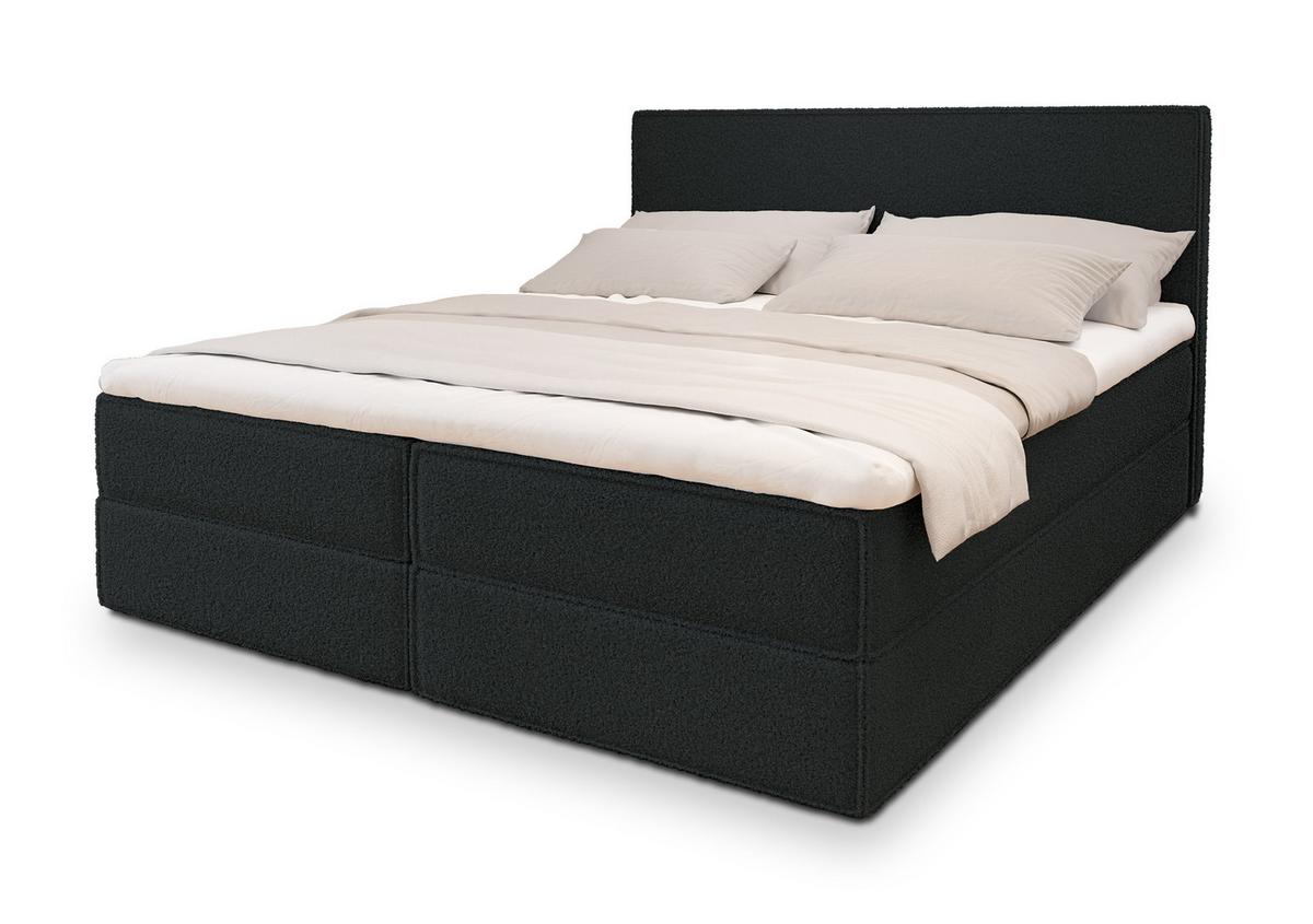 BOXBETT PELLIO 180x200 cm mit Matratze und Topper - Schwarz - Schwarz, Holz (180/200cm) - MASSENO