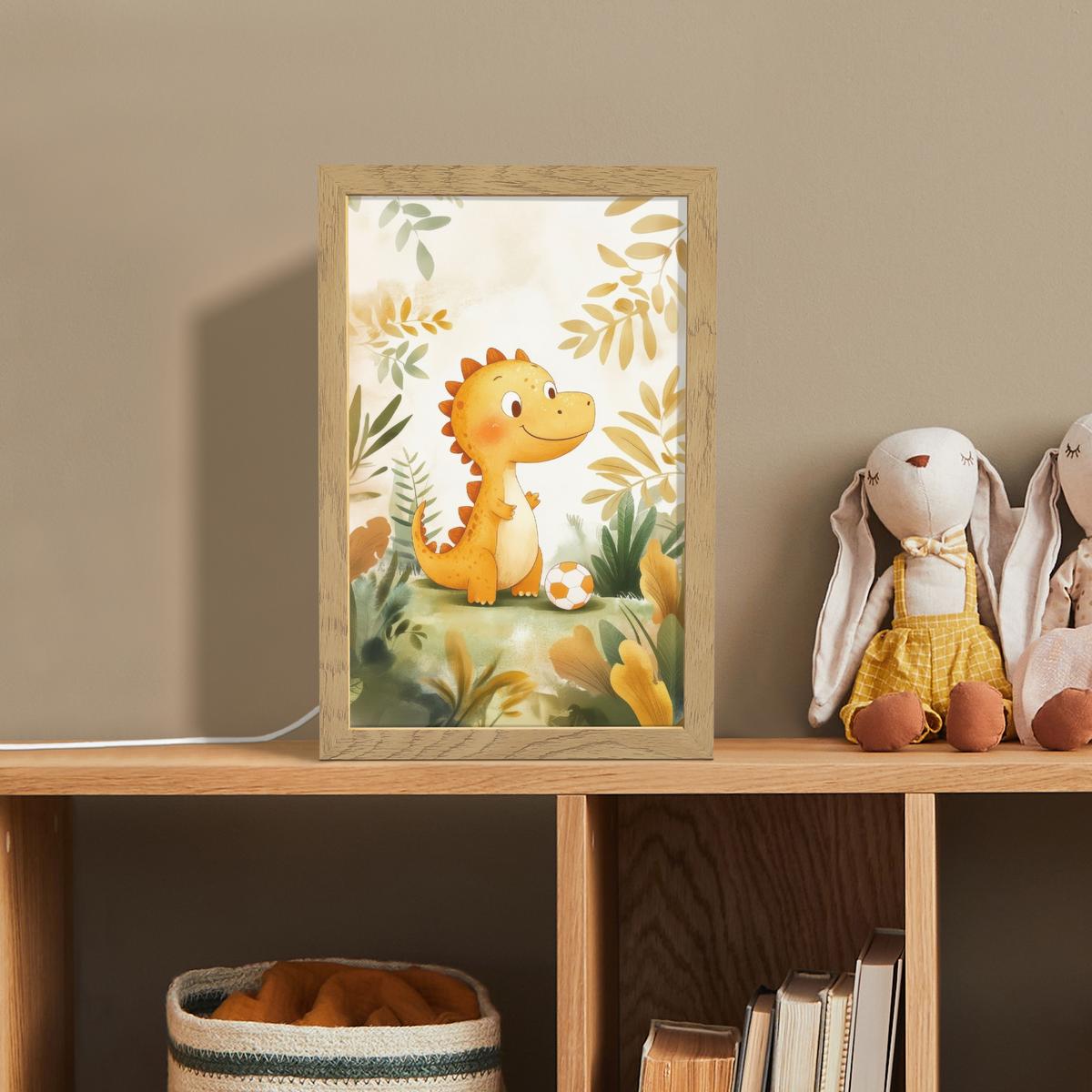 NACHTTISCHLAMPE Dino - Fußball - Orange 20x30 cm - Beige, Holzwerkstoff (8/20/30cm) - OnlyWow