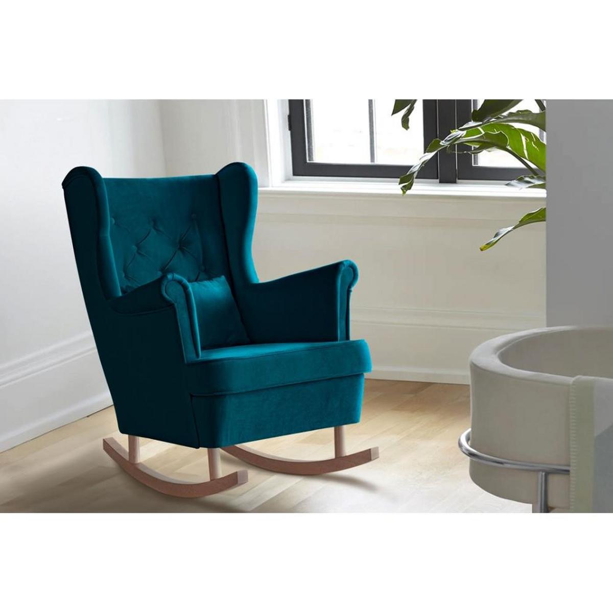 SCHAUKELSTUHL Fabio türkis mit Buchenbeinen - Türkis/Buchefarben, Textil (82/103/108cm) - Beautysofa