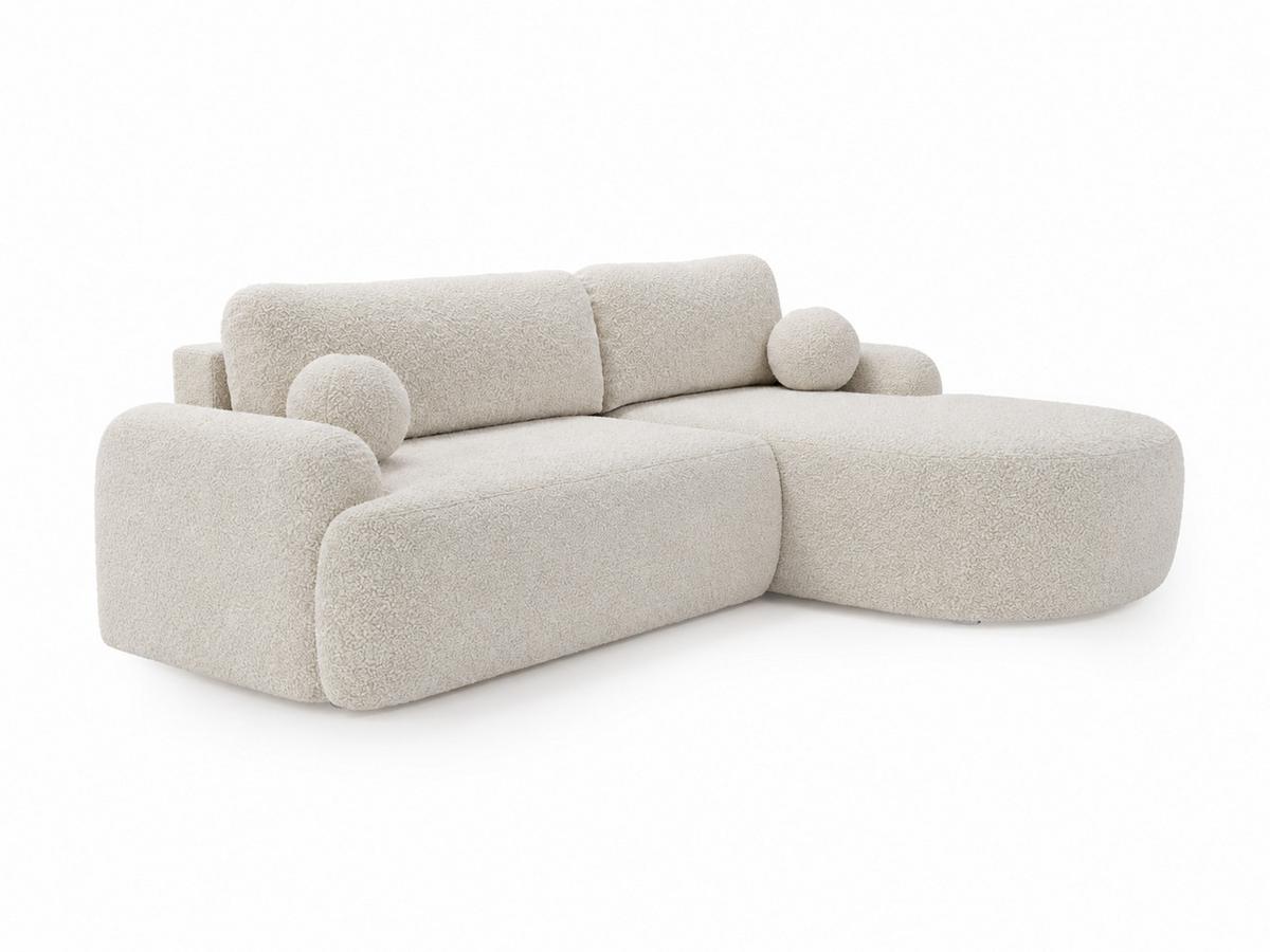 ECKSOFA Aurio weiß Rechts - Weiß, Holz/Textil (261/177cm) - Graingold