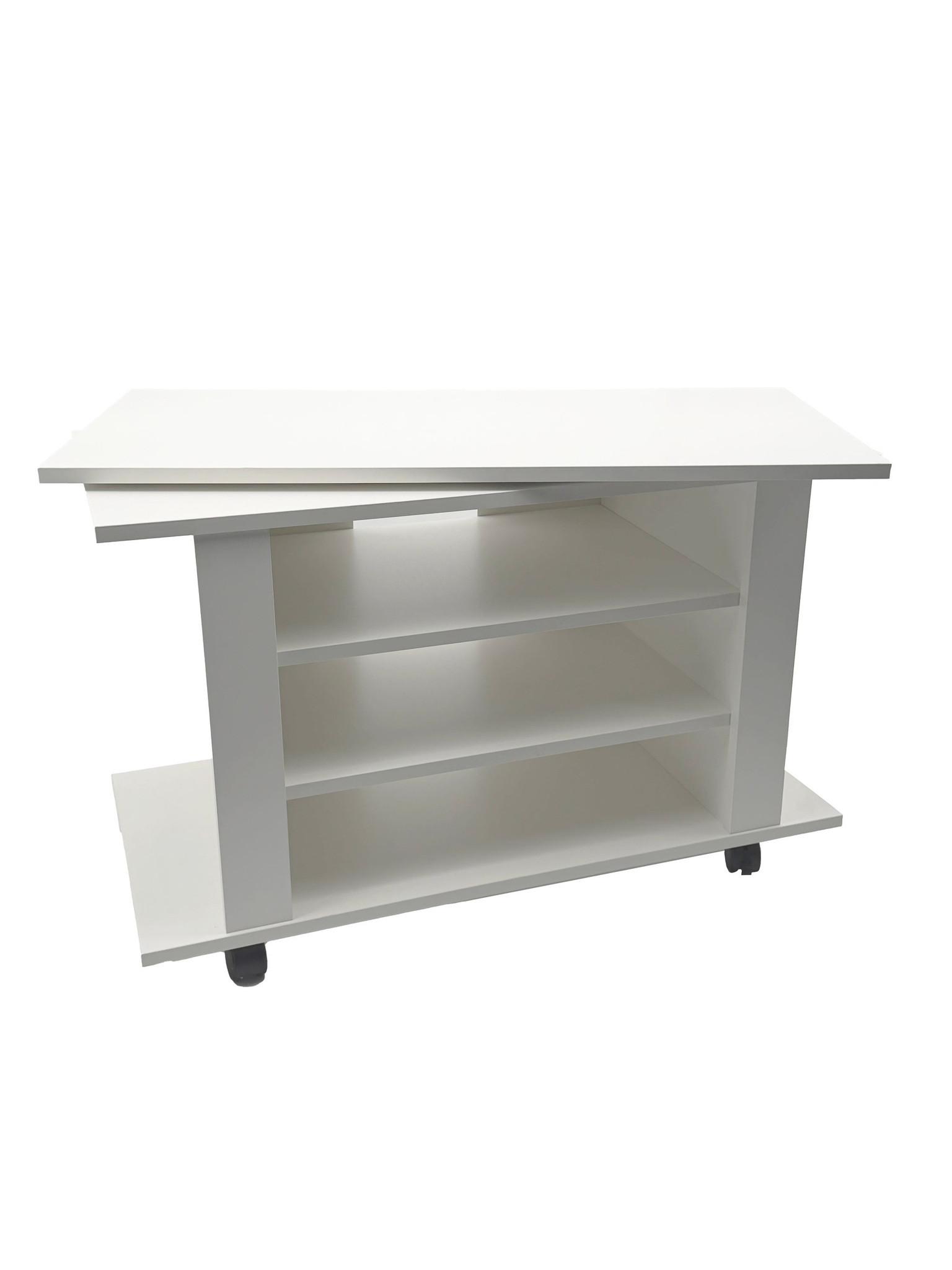 FERNSEHTISCH SEGRE, Spanplatte, mit Ablagen, Weiß, 78 x 38 x 51 cm - Weiß, Holzwerkstoff (78/51/38cm) - KADIMA DESIGN