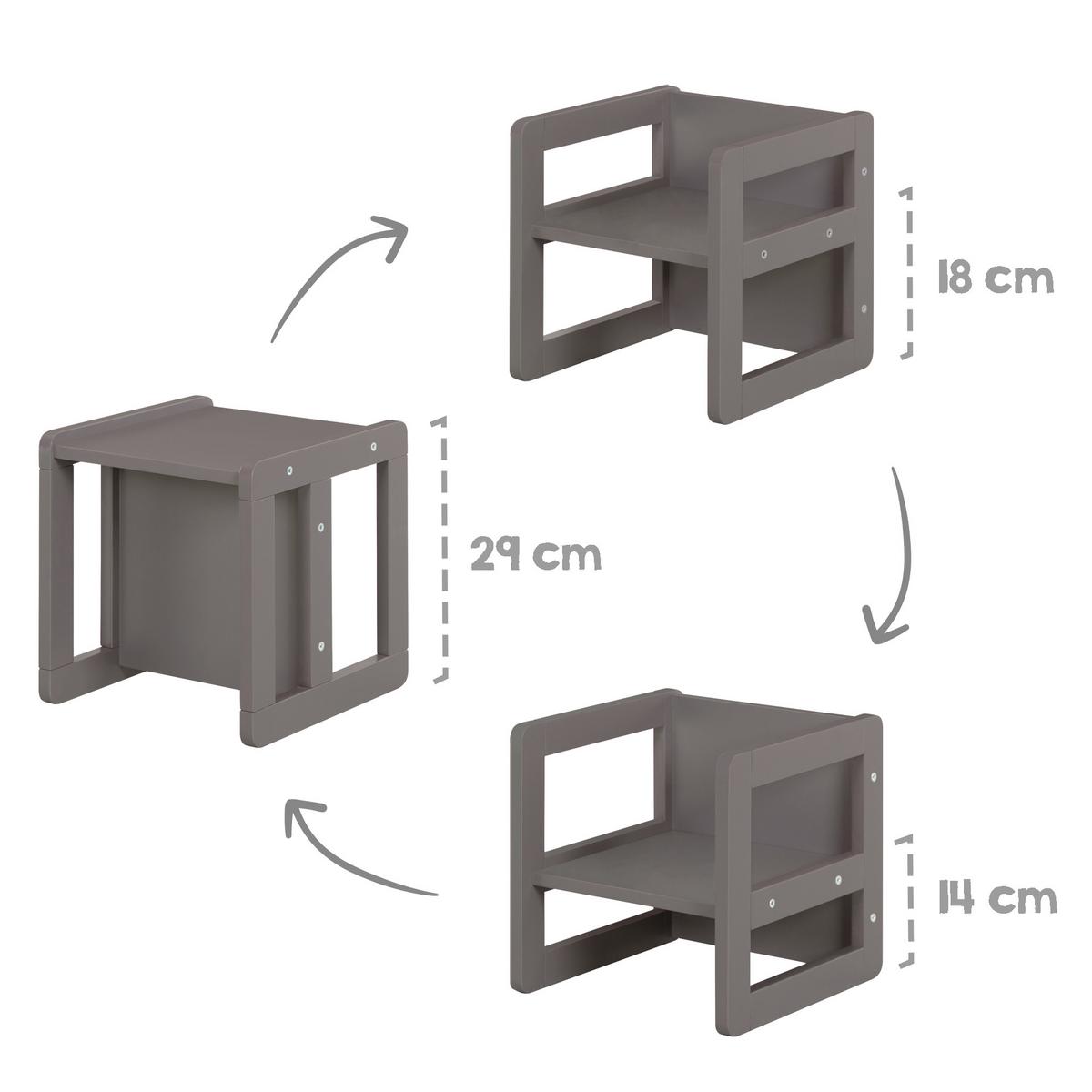 KINDERSITZGRUPPE 3in1 - Anthrazit, Holzwerkstoff (61/30/44cm) - Roba