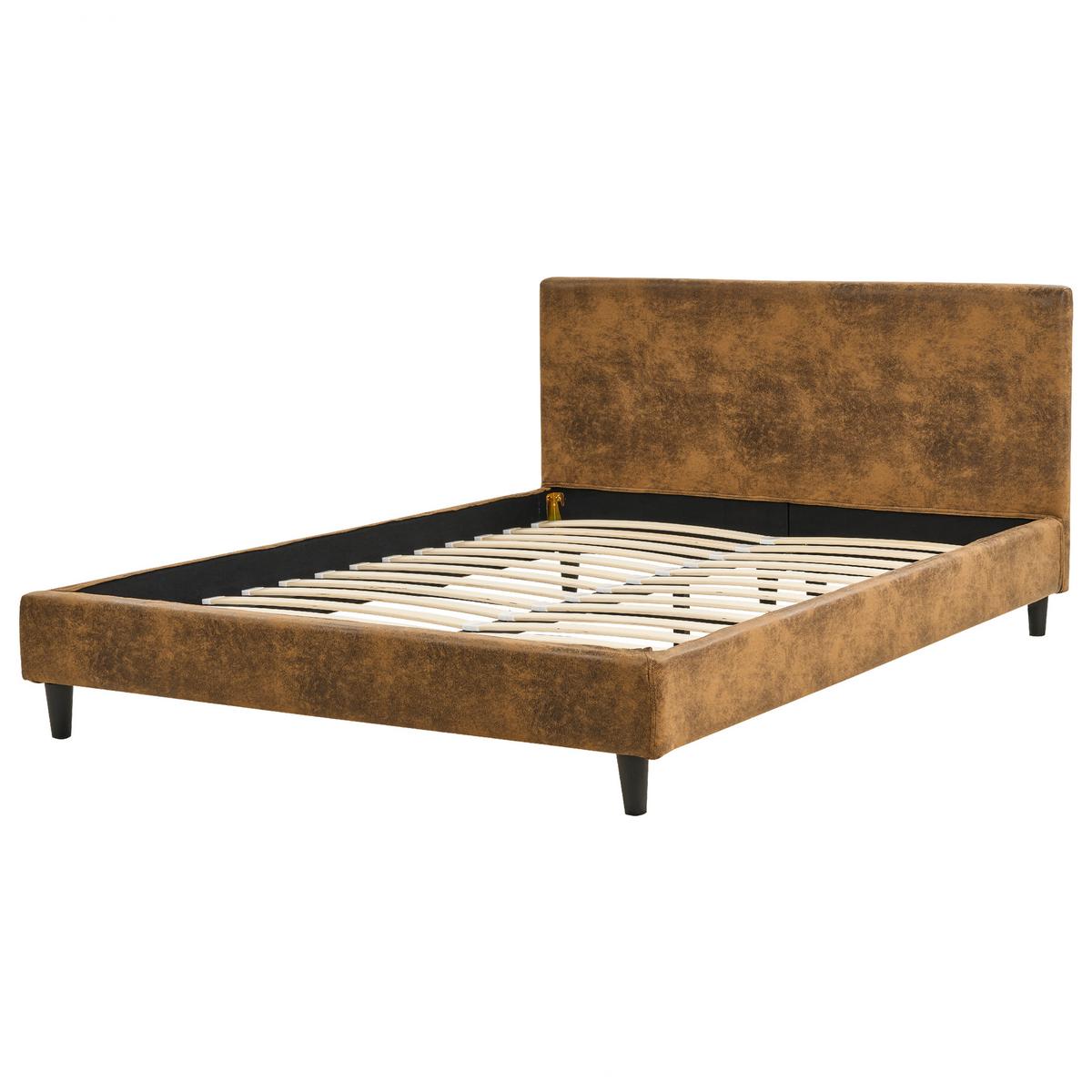 BETTRAHMENBEZUG Kunstleder 140/200 cm Braun Fitou - Braun, Kunststoff (150/214cm) - Beliani