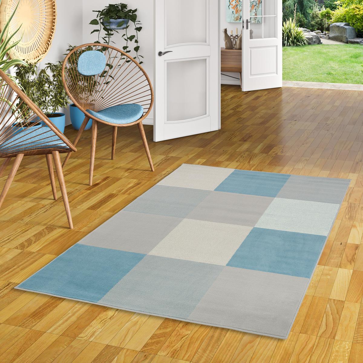 TEPPICH MODERN TRENDLINE KARO - Blau, Textil (80/150cm) - Pergamon