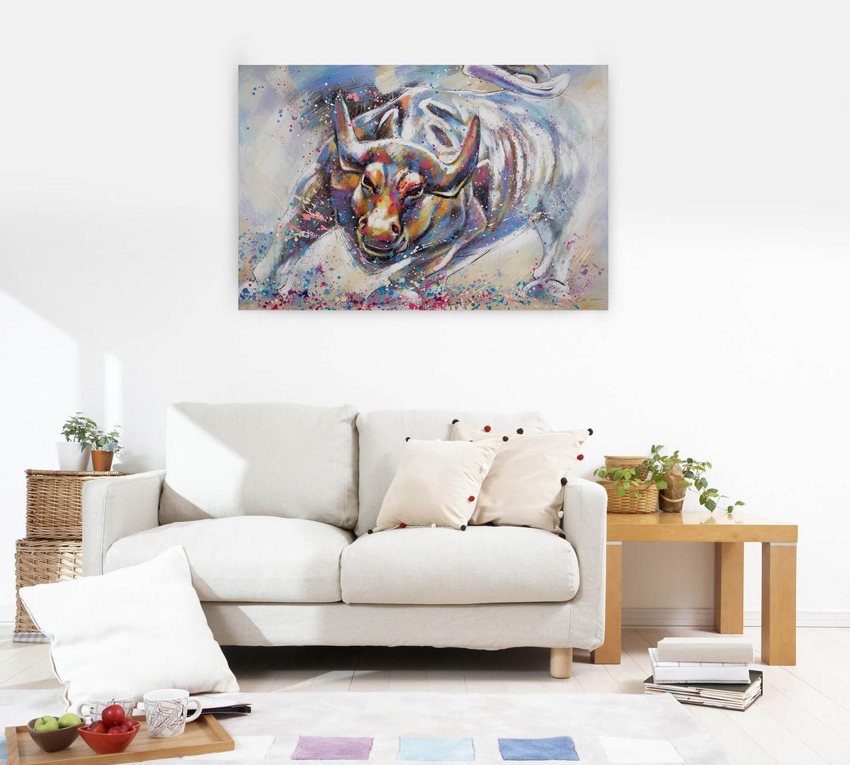 ACRYLBILD HANDGEMALT 120/80 cm - Blau, Holz/Textil (120/80cm) - KUNSTLOFT