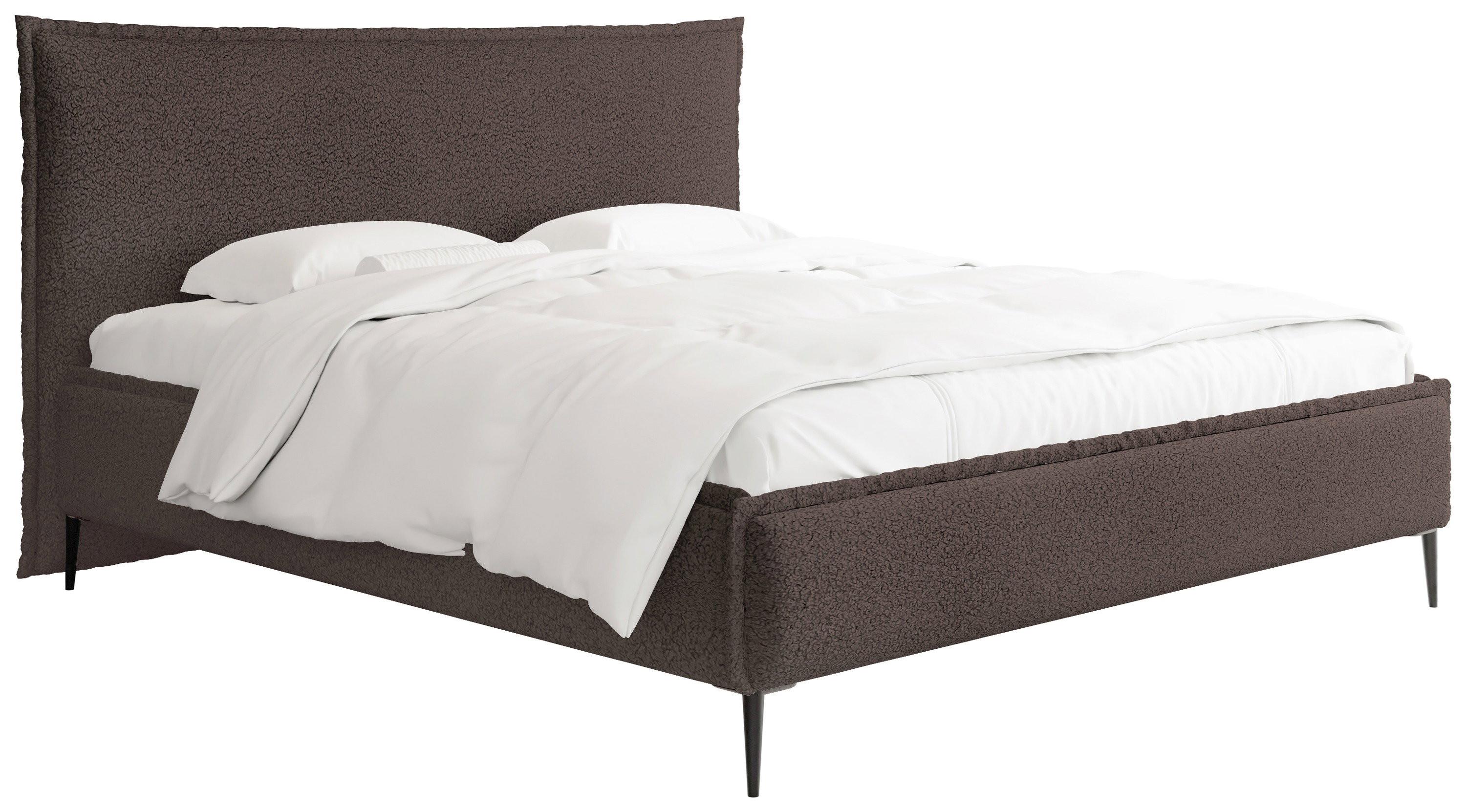 POLSTERBETT Pillow Rise mit Bettkasten, Lattenrost & hohen Metallfüßen in Braun Bouclé 120x200 cm - Birkefarben/Schwarz, Holz/Textil (120/200cm) - WFL GROUP