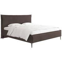 POLSTERBETT Pillow Rise mit Bettkasten, Lattenrost & hohen Metallfüßen in Braun Bouclé 200x200 cm - Birkefarben/Schwarz, Holz/Textil (200/200cm) - WFL GROUP