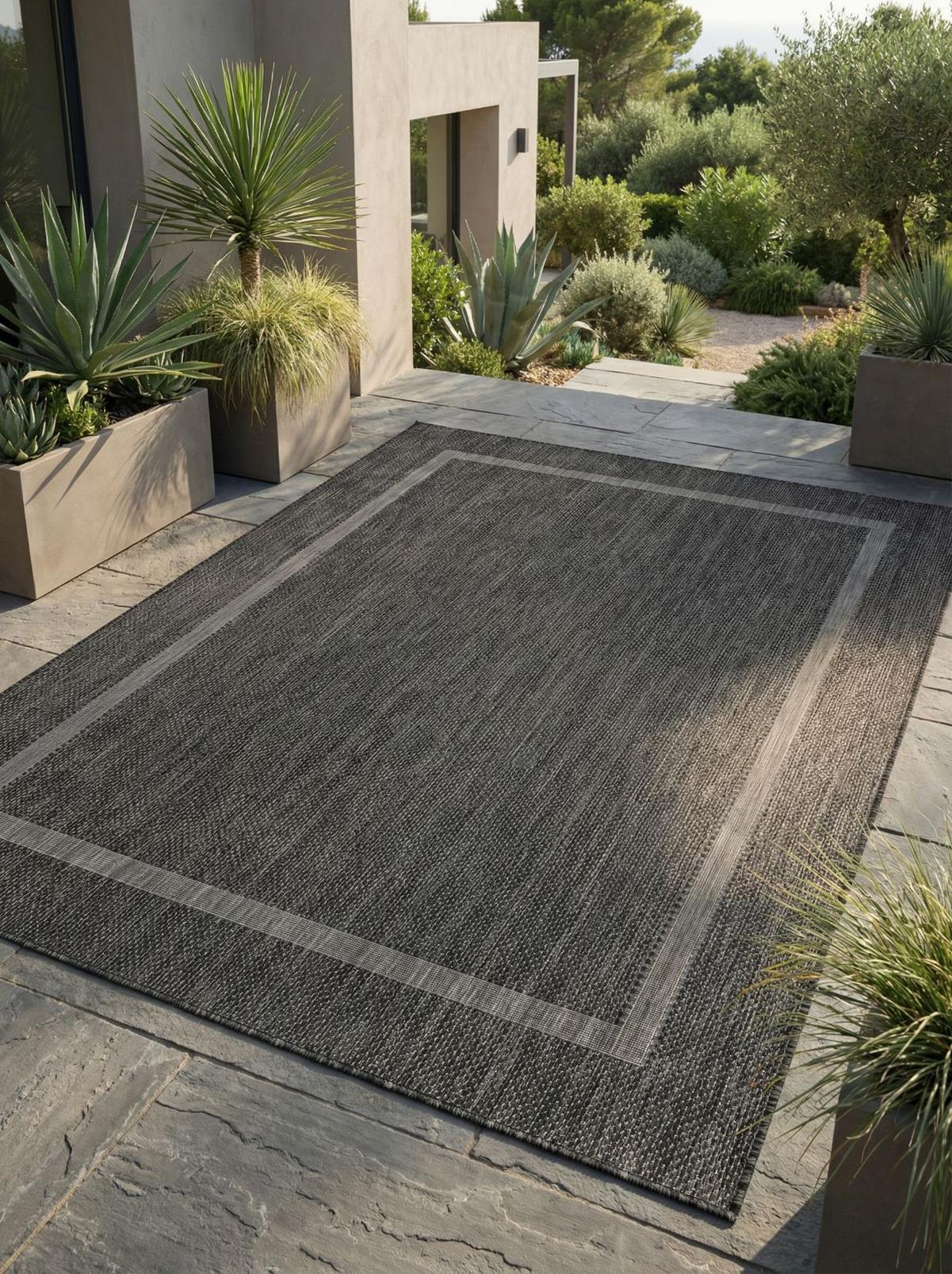 TEPPICH Outdoor ALSTER in Schwarz, einfarbig, 120 x 170 cm - Grau, Textil (170/120cm) - KADIMA DESIGN