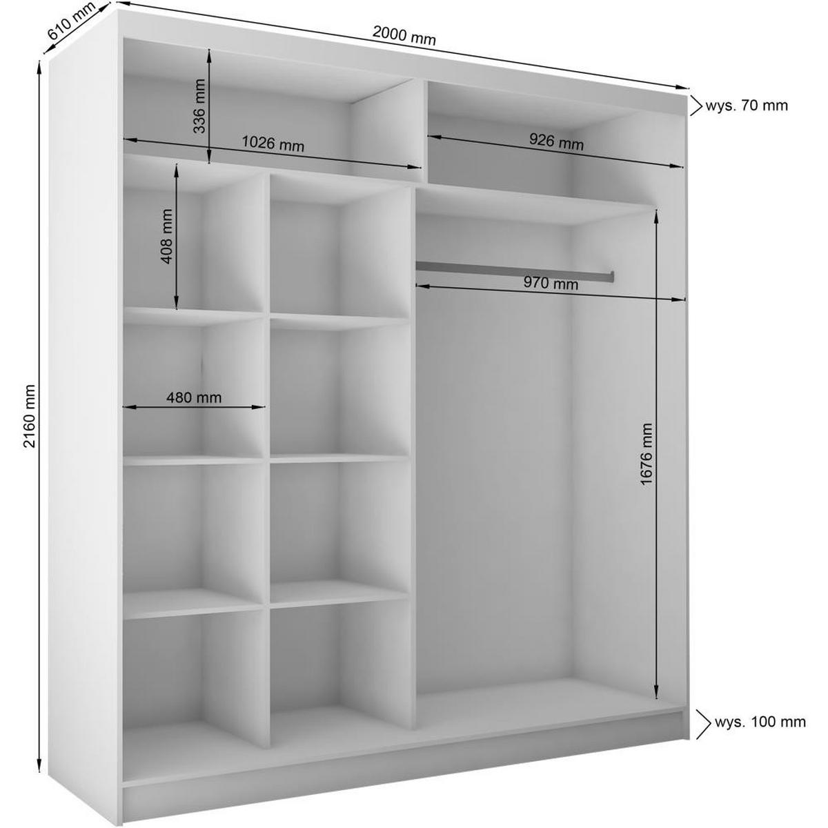 SCHWEBETÜRENSCHRANK Mario 200/216/61 eiche Artisan - Eiche Artisan, Holzwerkstoff (200/216/61cm) - Beautysofa