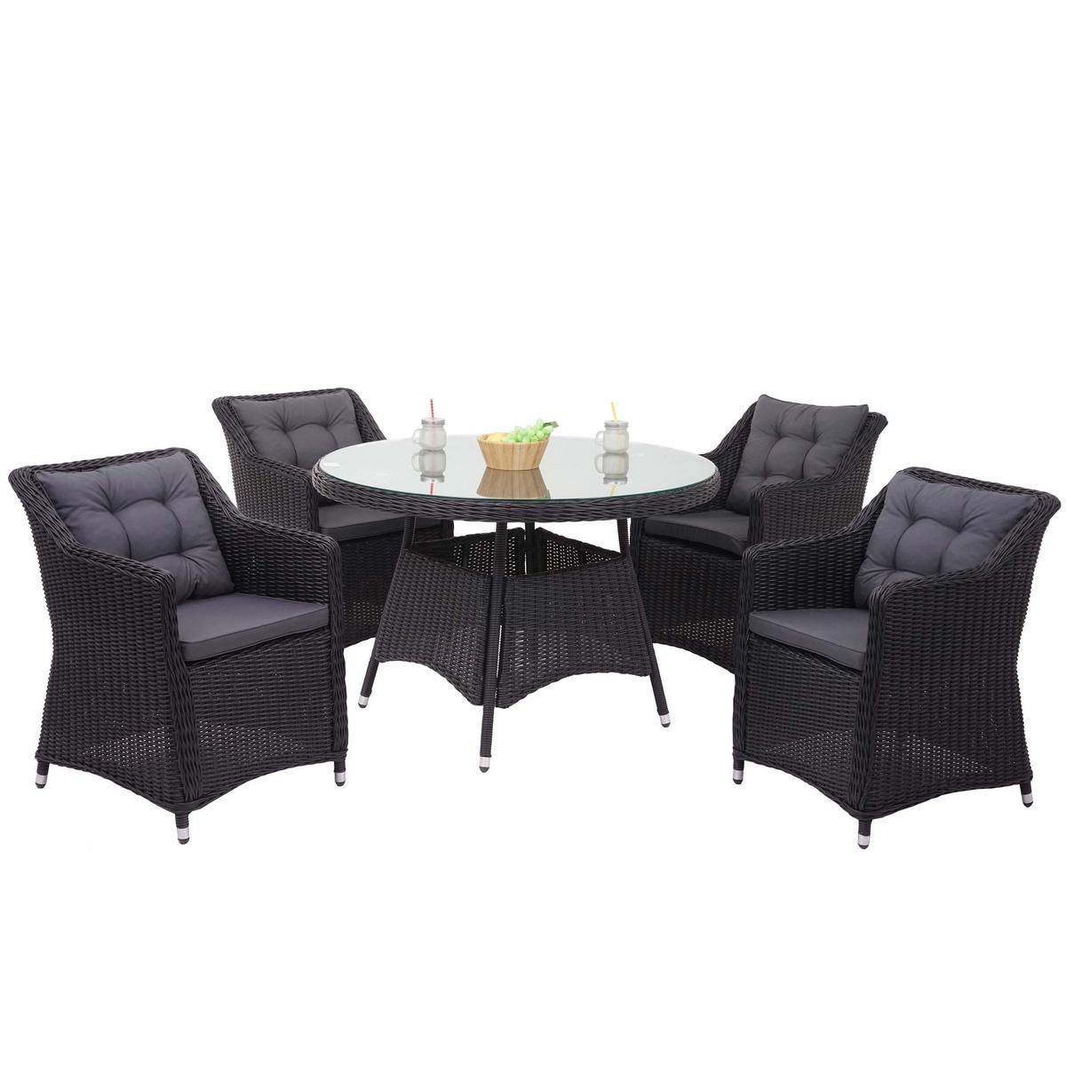 POLY-RATTAN GARNITUR Anthrazit - Anthrazit, Kunststoff - MCW