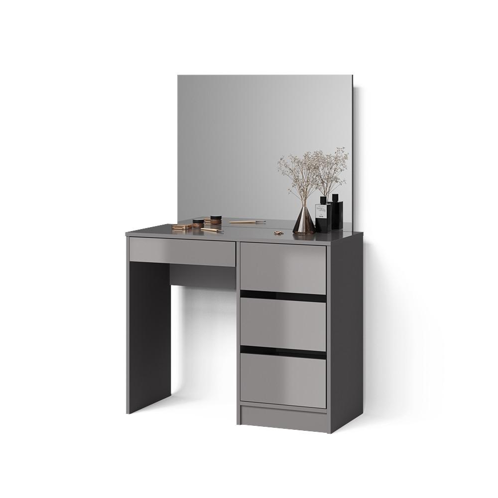 SCHMINKTISCH Imola Grau 90 cm mit Spiegel - Grau, Holzwerkstoff (90/75/40cm) - Livinity®