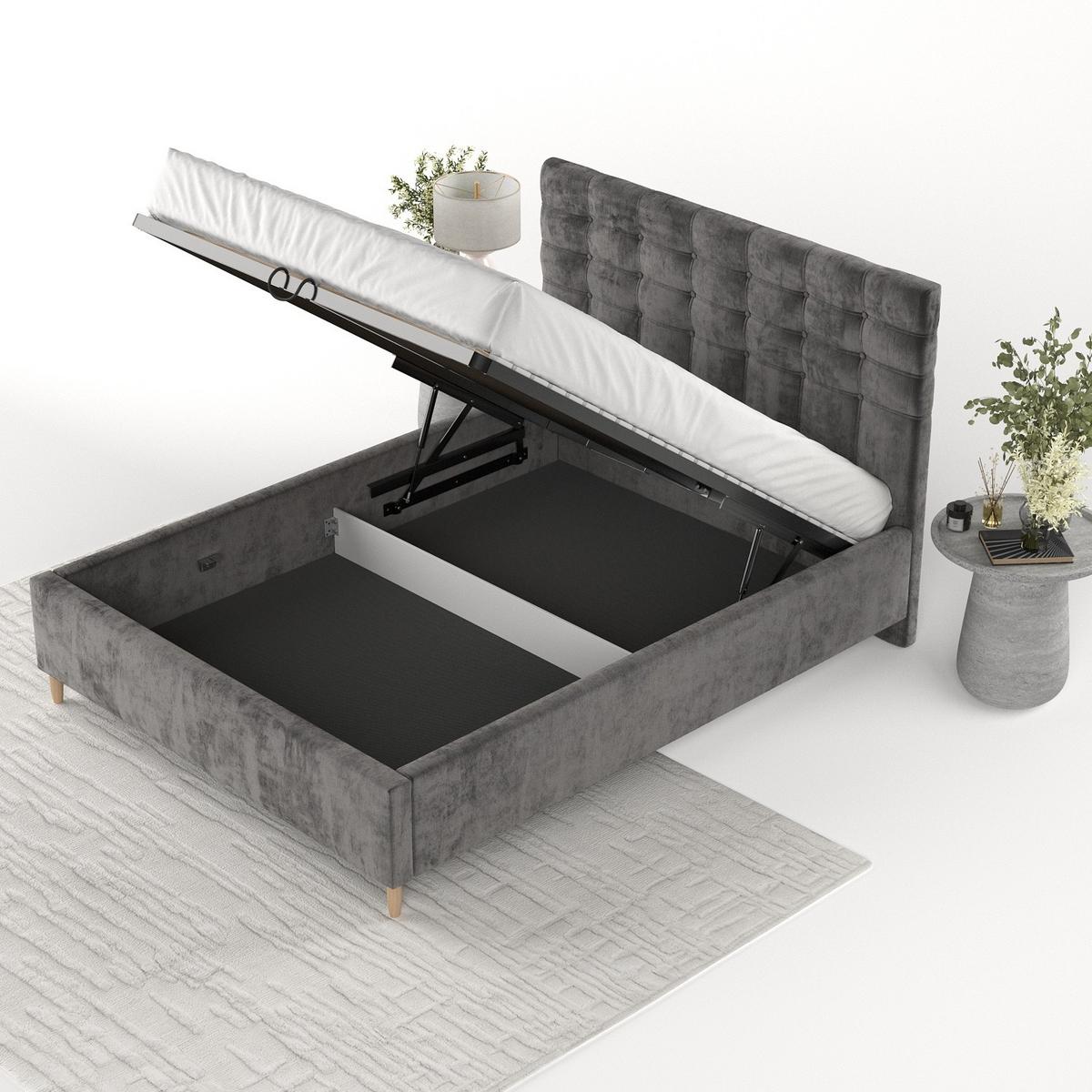 POLSTERBETT Soma 160/200 cm Anthrazit im Lotta Stoff - Anthrazit/Naturfarben, Holz/Holzwerkstoff (160/200cm) - AltaBeds