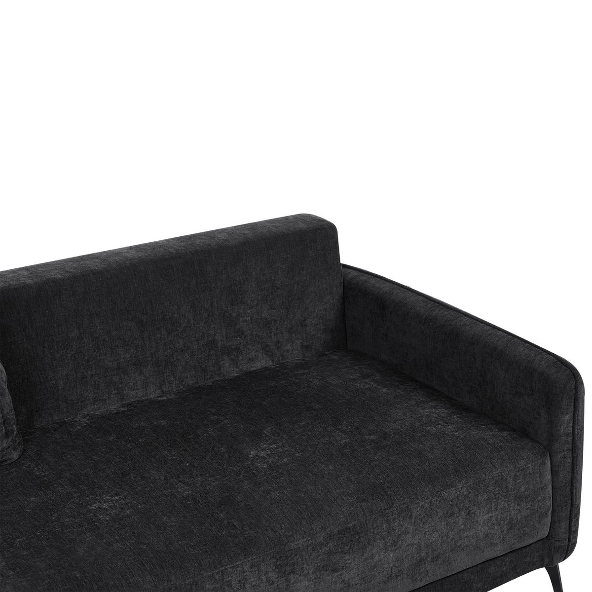 SCHLAFSOFA 3-Sitzer Chenillegewebe Schwarz Heming - Schwarz, Textil (200/88/90cm) - Beliani