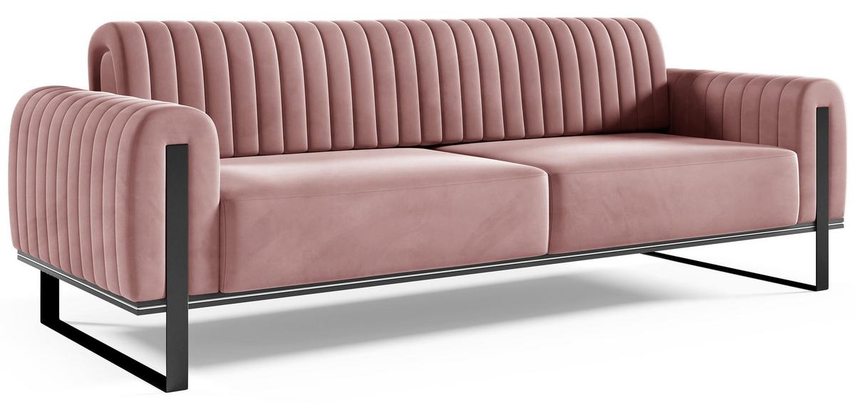 SOFA Parissa 228 cm - Pink/Schwarz, Textil/Metall (228/79/92cm) - Selsey