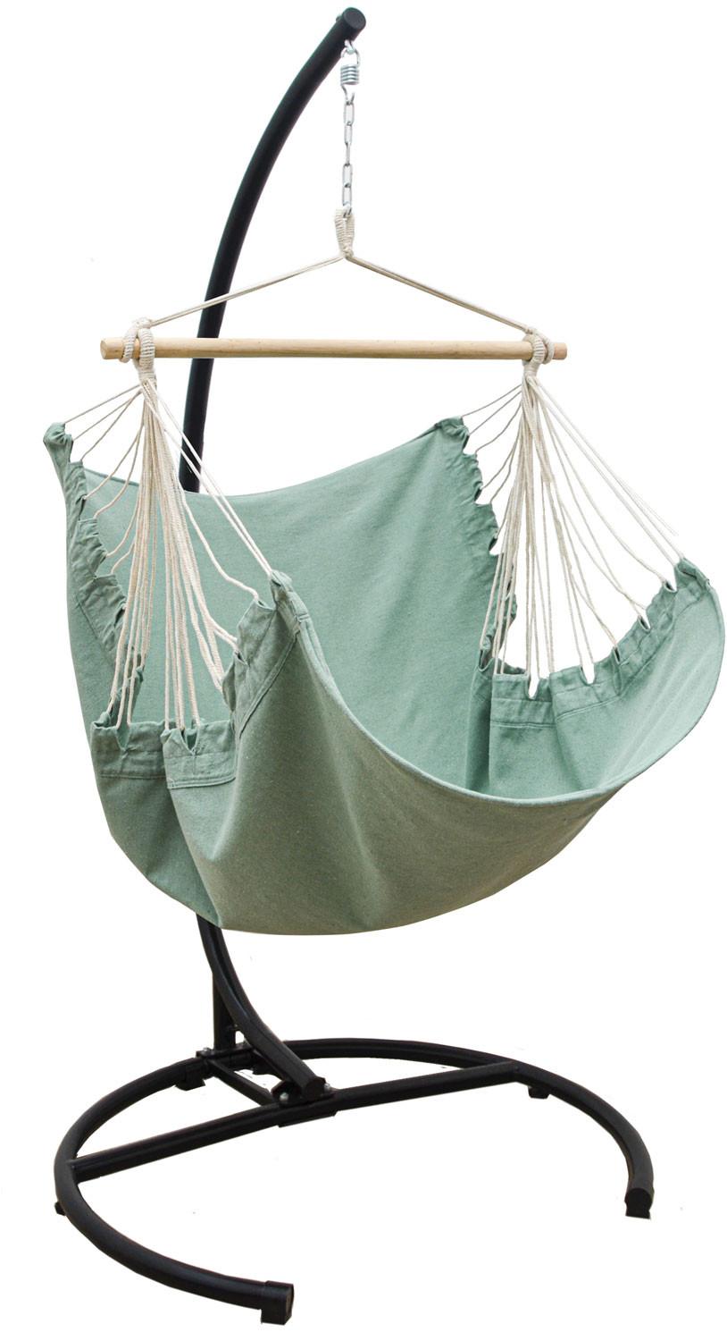 XL-HÄNGESESSEL inkl. Gestell bis 150kg, 210cm, Aqua - Schwarz, Metall (110/210/125cm) - Amanka