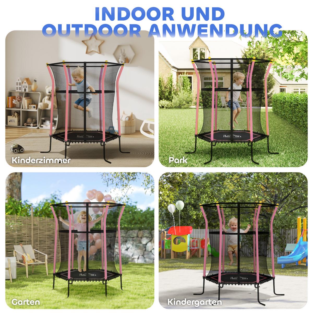 KINDERTRAMPOLIN Stahl Kunststoff Rosa - Rosa, Metall (111/122cm) - HOMCOM