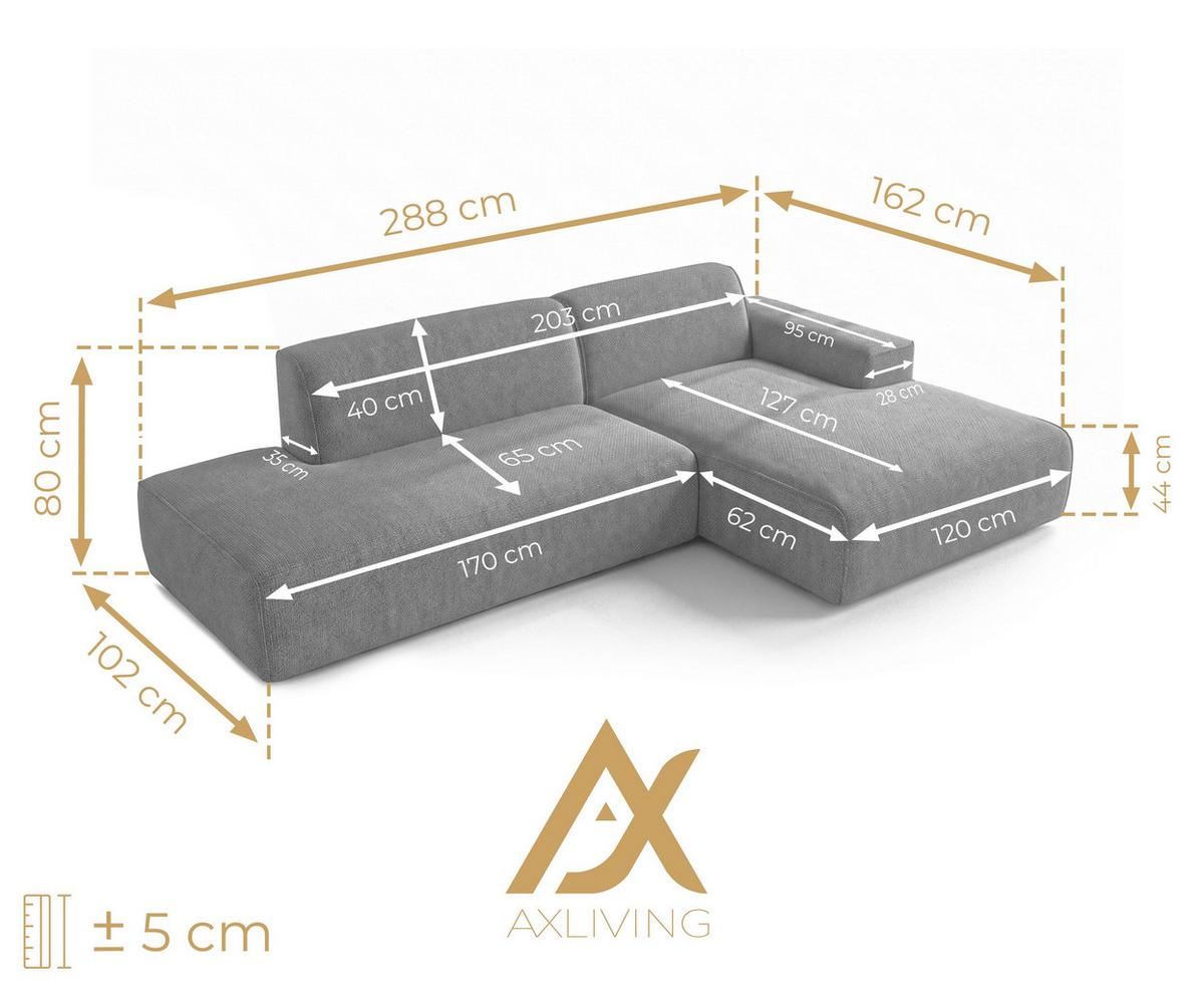 ECKSOFA L Form Didim Duo Graphit 288/162/80 cm – stilvolle kleine Eckcouch Rechts - Graphitfarben/Schwarz, Kunststoff/Textil (162/288cm) - AX Living