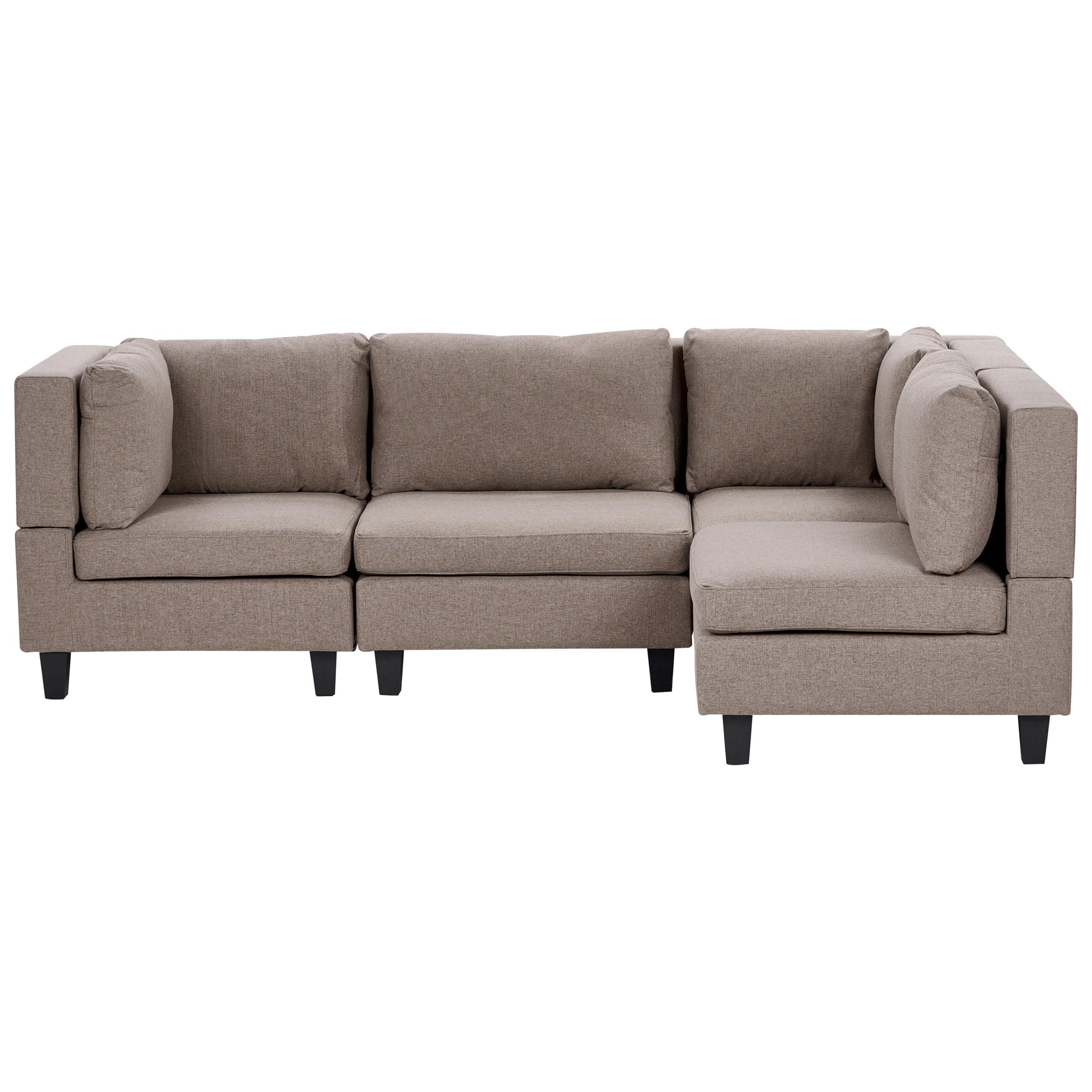 ECKSOFA Modul 4-Sitzer linksseitig Braun Stoff Unstad - Schwarz/Braun, Textil (228/152cm) - Beliani