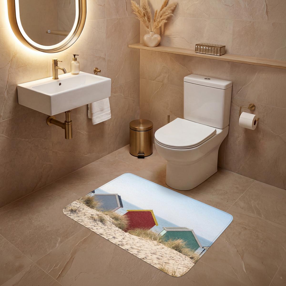 WC-VORLEGER Strand - Ferienhäuser - Farbenfroh - Dünen Toilettenteppich 90x60 cm - Multicolor, Textil (90/1cm) - OnlyWow