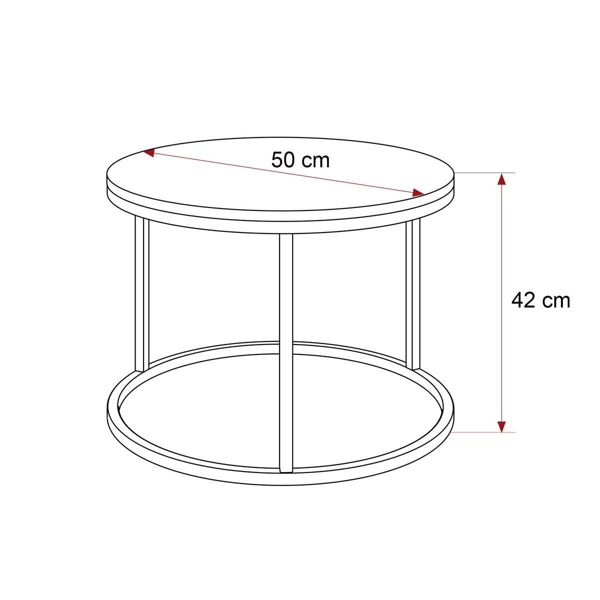 COUCHTISCH 50 cm rund Eiche Artisan, Schwarz Gestell - Eiche Artisan, Holzwerkstoff (50/50/42cm) - Idohome