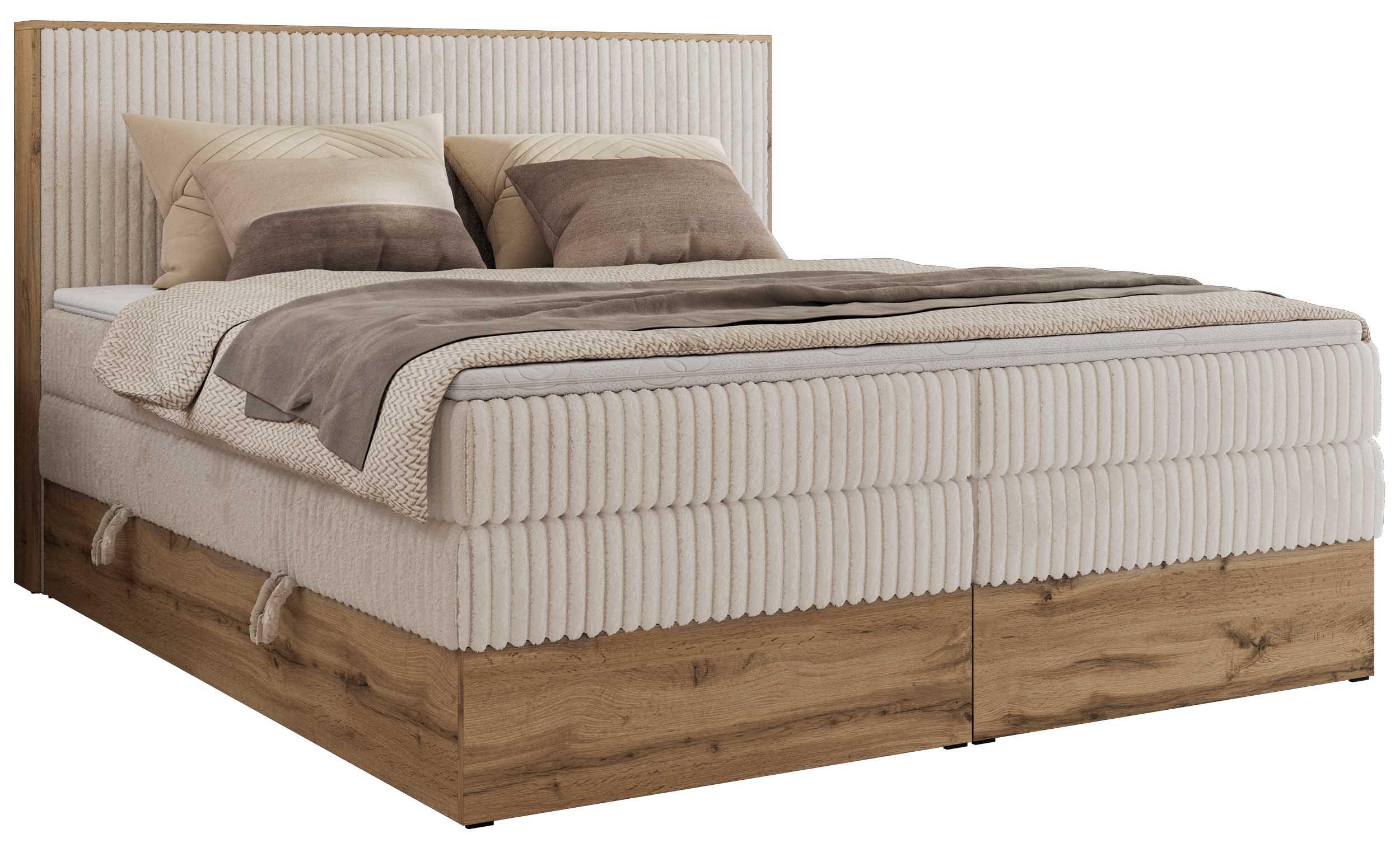 BOXBETT WOOD CLASSIC KING 160/200 - Beige Cord - H3 - Beige, Textil (160/200cm) - MKS