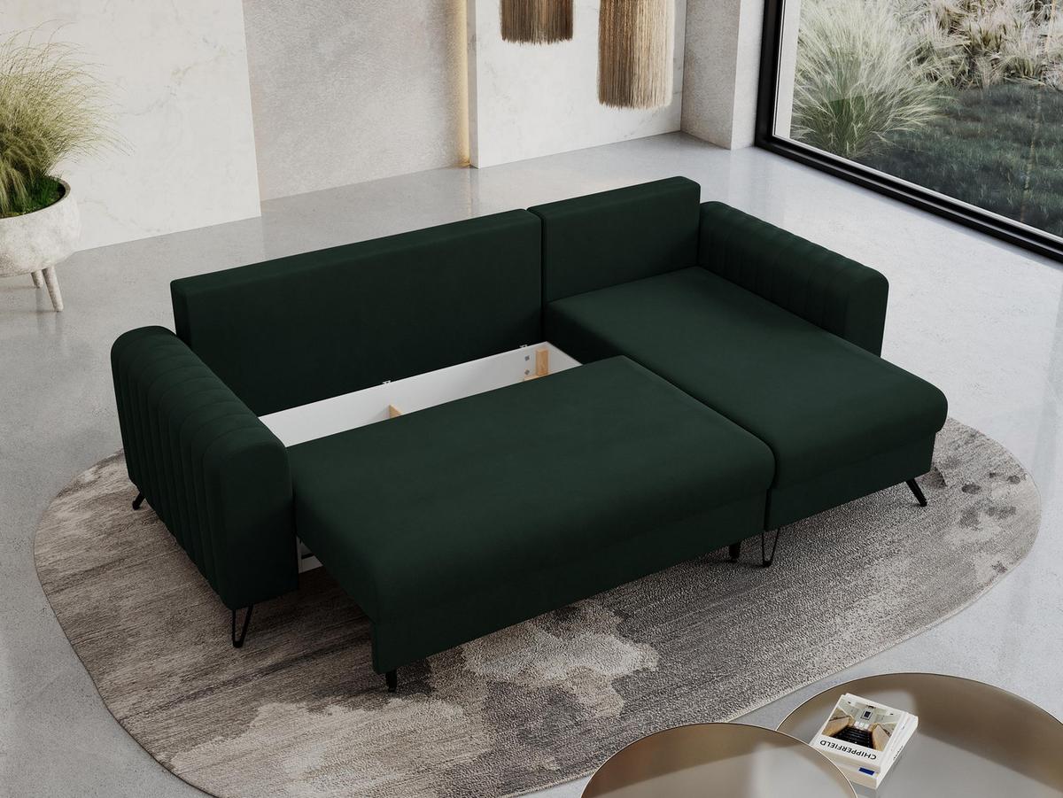 ECKSOFA Axel Samt Grün - Schwarz/Grün, Textil/Metall (242/140cm) - MKS