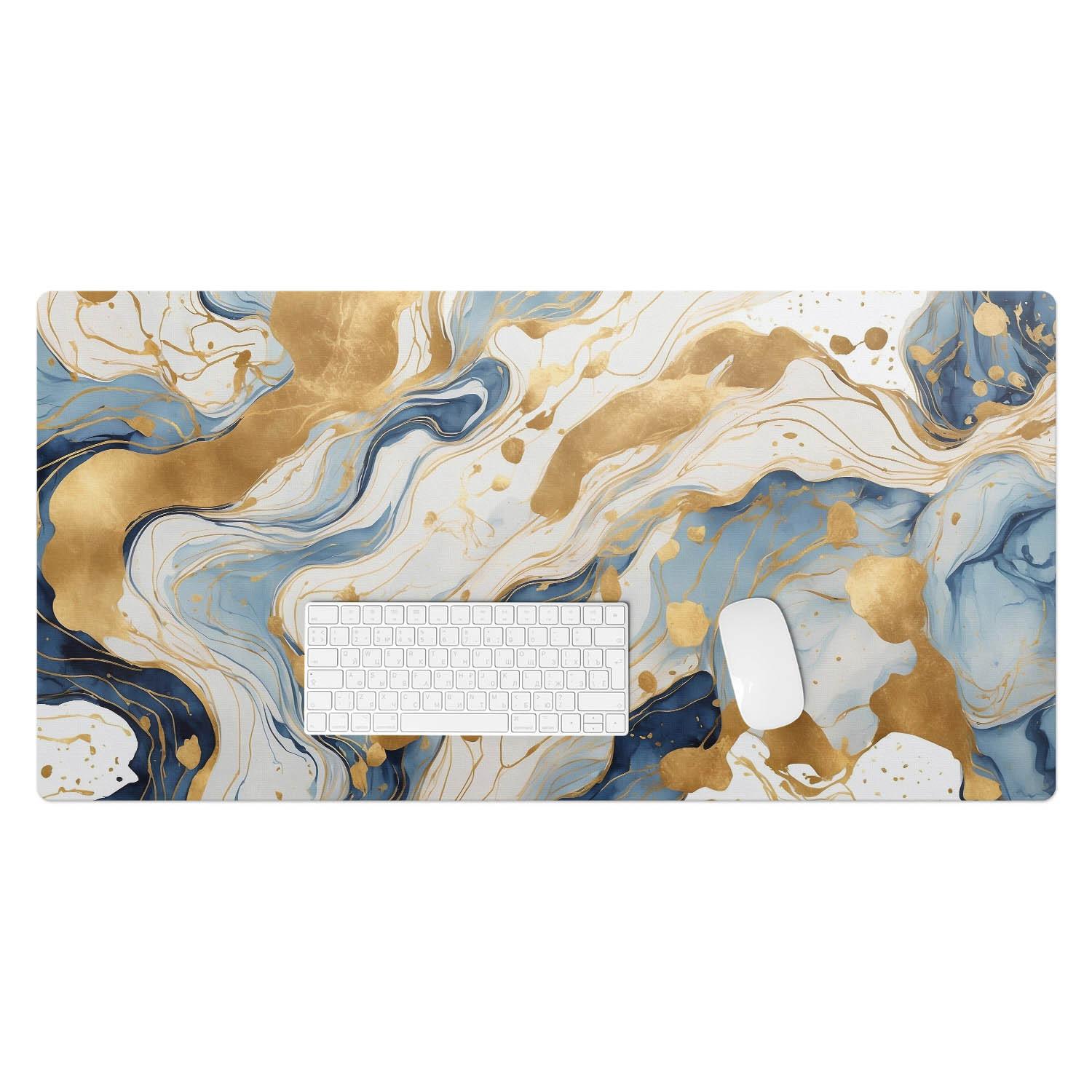 SCHREIBTISCHUNTERLAGE 100x50 cm Blau - Goldfarben/Hellblau, Kunststoff (100/50/1.6cm) - Wallfluent