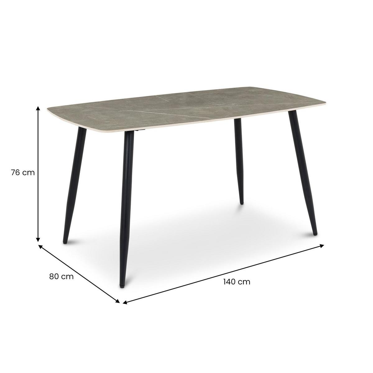ESSTISCH MORA grau/schwarz - Schwarz/Grau, Metall (80/140/76cm) - IDIMEX