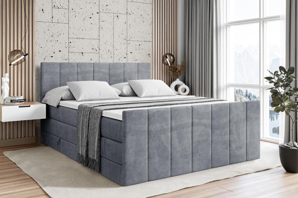 BOXSPRINGBETT MOETI-Z KING - 180x200 - H3/H4 - Grau - Grau, Holzwerkstoff (180/200cm) - ALTDECOR