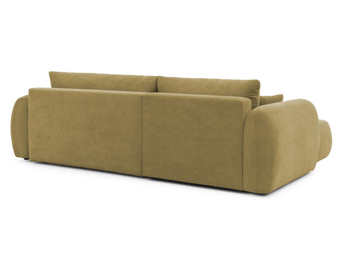 ECKSOFA Loretto aus natürlichem Grün Webstoff mit Schlaffunktion, Bettkasten und tiefen Steppungen in Bubble-Optik - Schwarz/Grün, Holz/Kunststoff (180/275cm) - S-Style