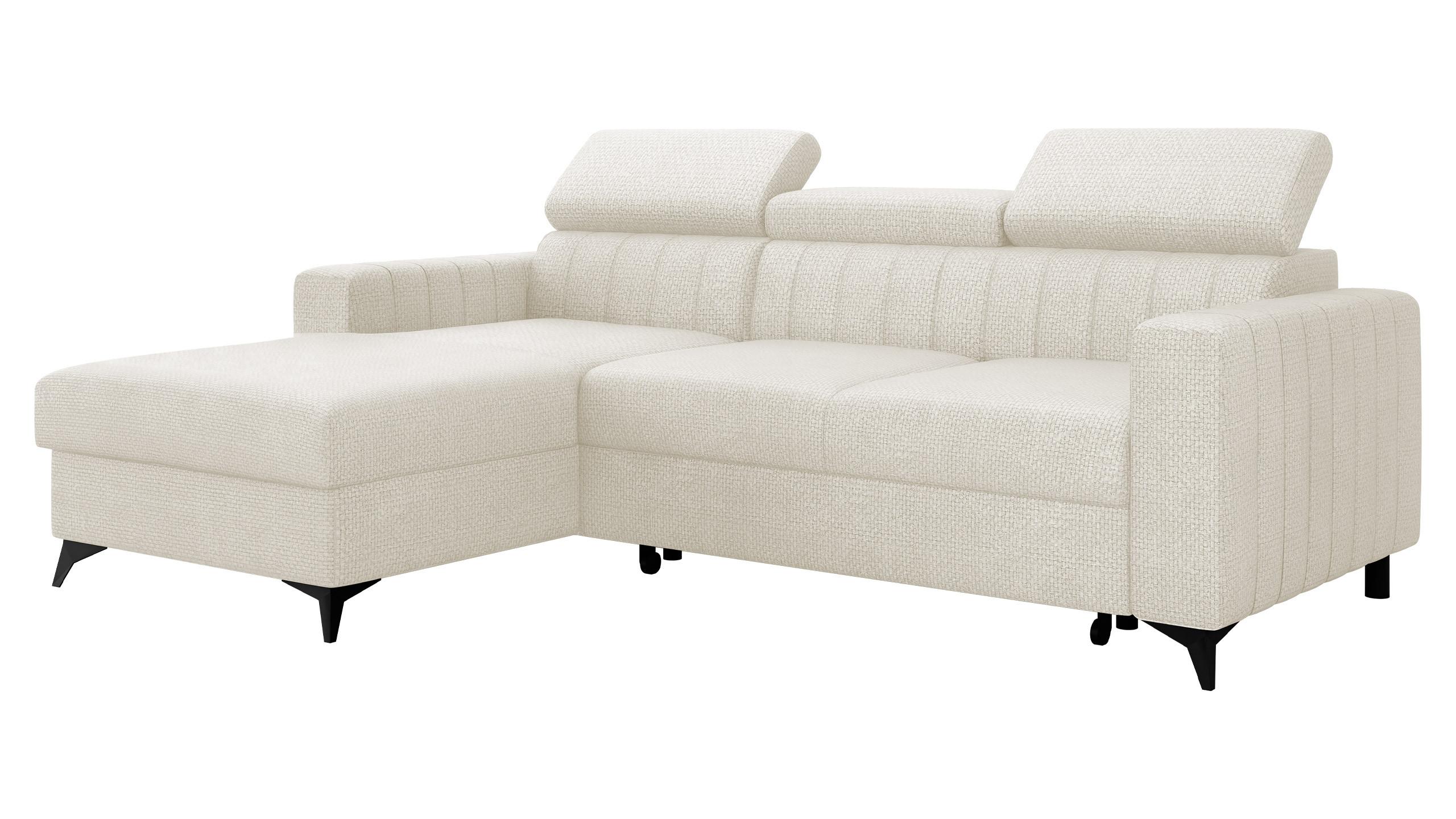 ECKSOFA Milano, Seite: Links LC+2R - Creme/Schwarz, Holz/Textil (236/172cm) - MIRJAN24