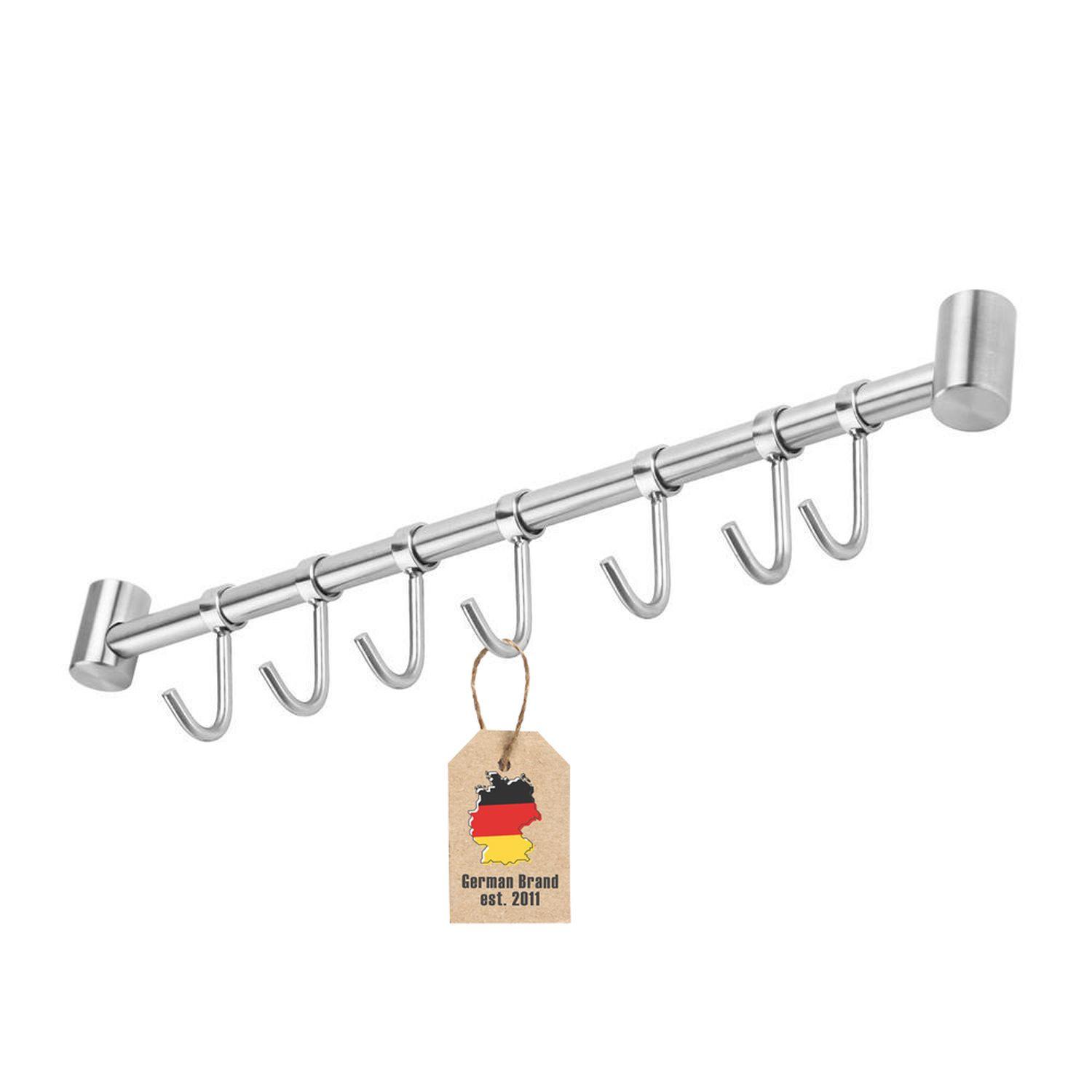 KÜCHEN HÄNGELEISTE mit 7 Haken - Silberfarben, Metall (3.4/2.2/39.6cm) - Intirilife