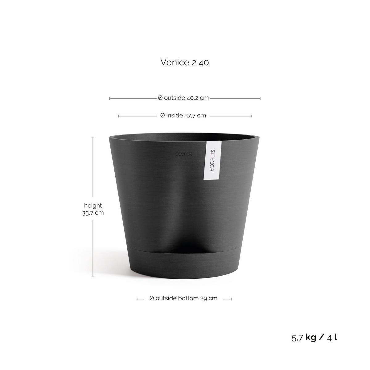 BLUMENTOPF Venice 40,2/35,7 cm Dunkelgrau - Dunkelgrau, Kunststoff (40.2/35.7cm) - Ecopots