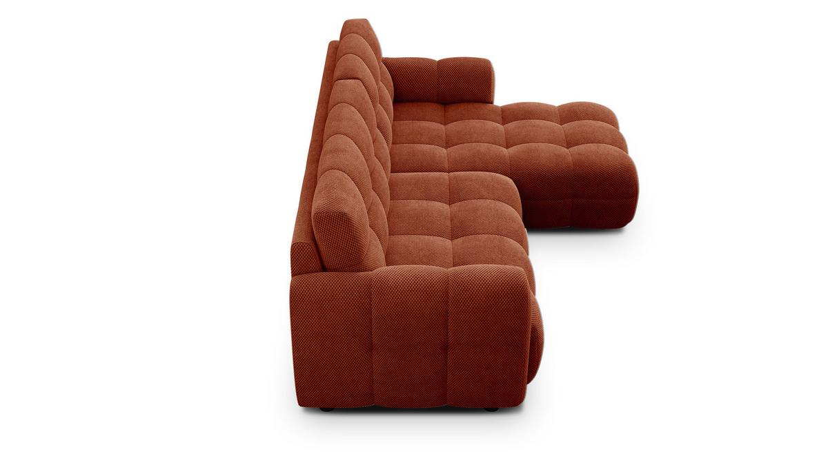 ECKSOFA MELLOW 3-Sitzer, dunkelorange - Dunkelorange/Schwarz, Holz/Textil (232/156cm) - Wozimo