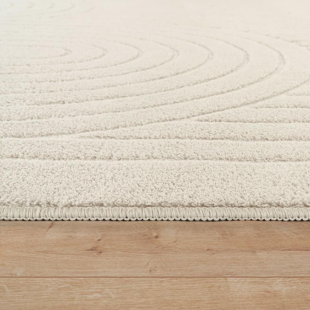 KURZFLORTEPPICH, mit Struktur, aus Polyester, Florhöhe 12 mm, Creme, 80 x 150 cm - Beige, Textil (150/80cm) - KADIMA DESIGN