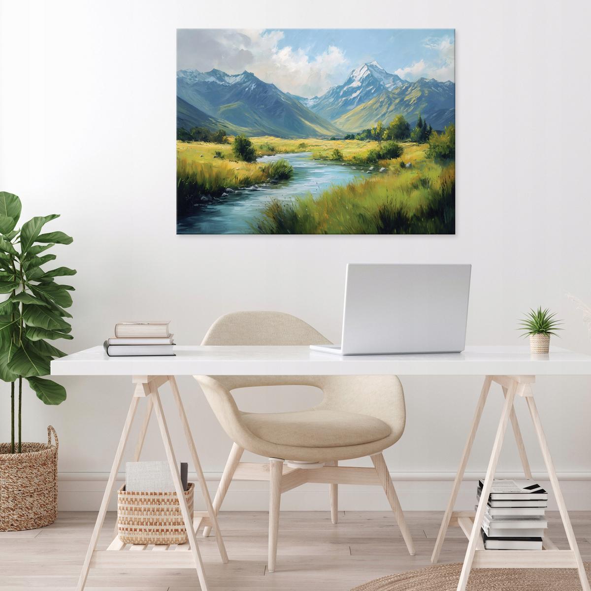 LEINWANDBILD Landschaft Gebirge Grün 100x70 cm - Multicolor, Holzwerkstoff (100/70cm) - Wallarena
