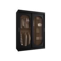 SCHWEBETÜRENSCHRANK Bahrajn 150 mit Schubladen - Silberfarben/Schwarz, Holzwerkstoff/Kunststoff (150/200/62cm) - MIRJAN24