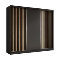 SCHWEBETÜRENSCHRANK LAMELLO 240/216/61 cm 3-türig Schwarz - Schwarz, Holzwerkstoff (240/216/61cm) - MASSENO