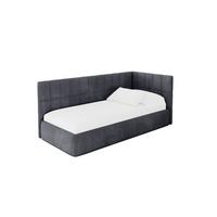 EINZELLBETT Jugendbett mit Bettkasten, Links - TULY 90x200 Dunkelgrau - Dunkelgrau, Holzwerkstoff/Textil (90/200cm) - ALTDECOR