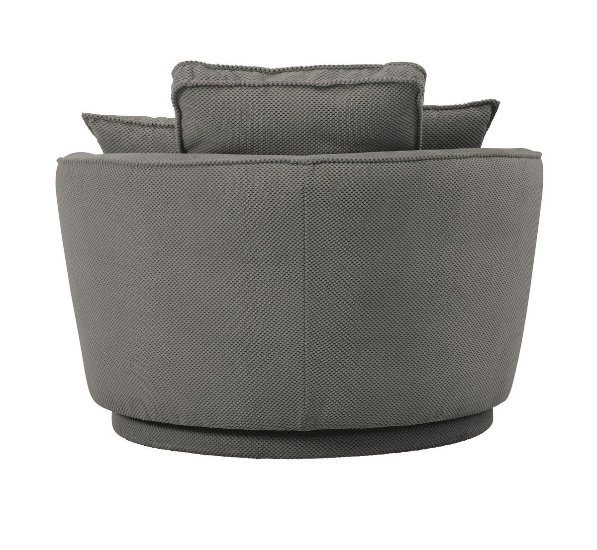 DREHSESSEL grau Web-Velours, XL Sessel 360° drehbar inklusive 3 x Kissen - Grau, Kunststoff/Textil (120/86/120cm)