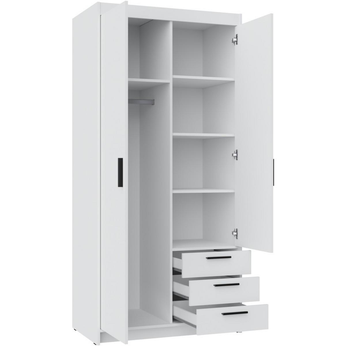 DREHTÜRENSCHRANK Elena mit 2 Türen und 3 Schubladen, mit Spiegel Eiche Lefkas - Eichefarben, Holzwerkstoff (90/190/53cm) - Beautysofa